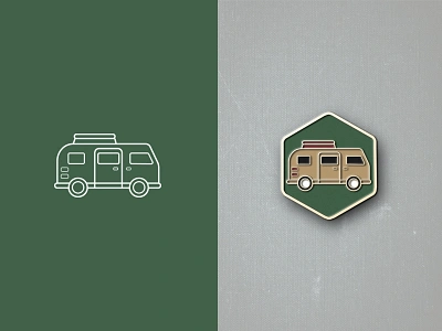 Retro Van | Enamel Pin color design enamelpin gold green grey icon illustraion illustration art logo minimal pin retro vector vintage vintage design vintage logo