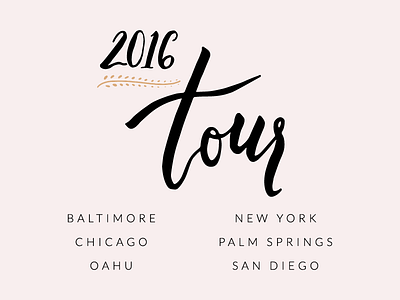 2016 Tour Postcard announcement calligraphy design handlettering postcard tour