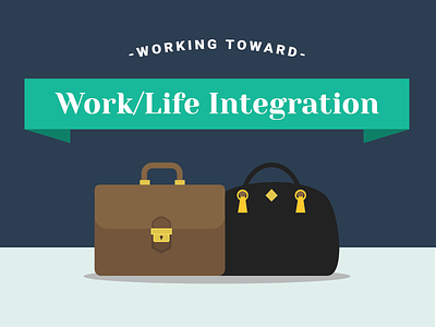 Work/Life Integration briefcase illustration infographic professional life purse work life