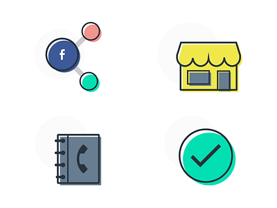 Onboarding Icons check icons illustration onboarding phonebook share social store