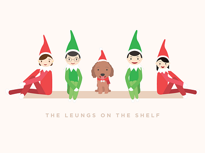 Elves on the Shelf christmas christmas card elf on the shelf elves family flat illustration illustration