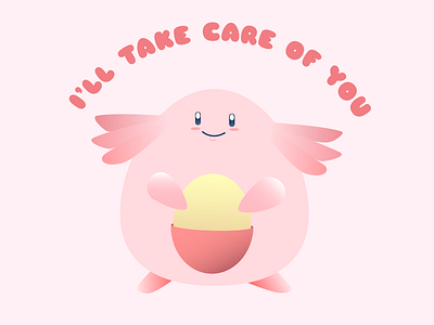 Chansey Valentine card care chansey flat illustration illustration love pokemon valentine