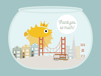 A Royal Thank You 826valencia education fish bowl graphic design illustration nonprofit pufferfish san francisco whimsical