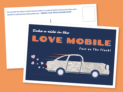 Love Mobile Postcard 826valencia car education graphic design illustration love nonprofit postcard vintage whimsical