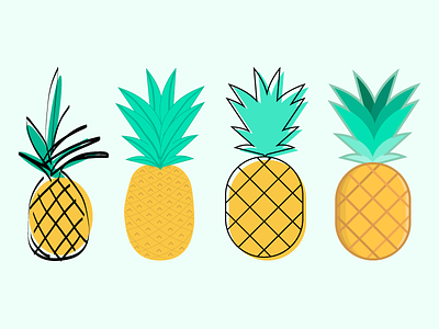 Pineapple Sketches flat design fruits illustration pineapple