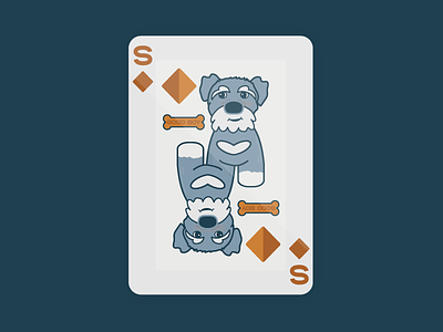 Schnauzer of Diamonds bone diamonds dog illustration playing card playing cards schnauzer