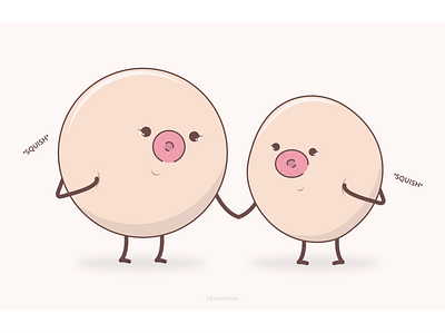Squishy Sisters adobeillustator boobies breast cancer awareness cute illustration digital art illustration illustration art vector