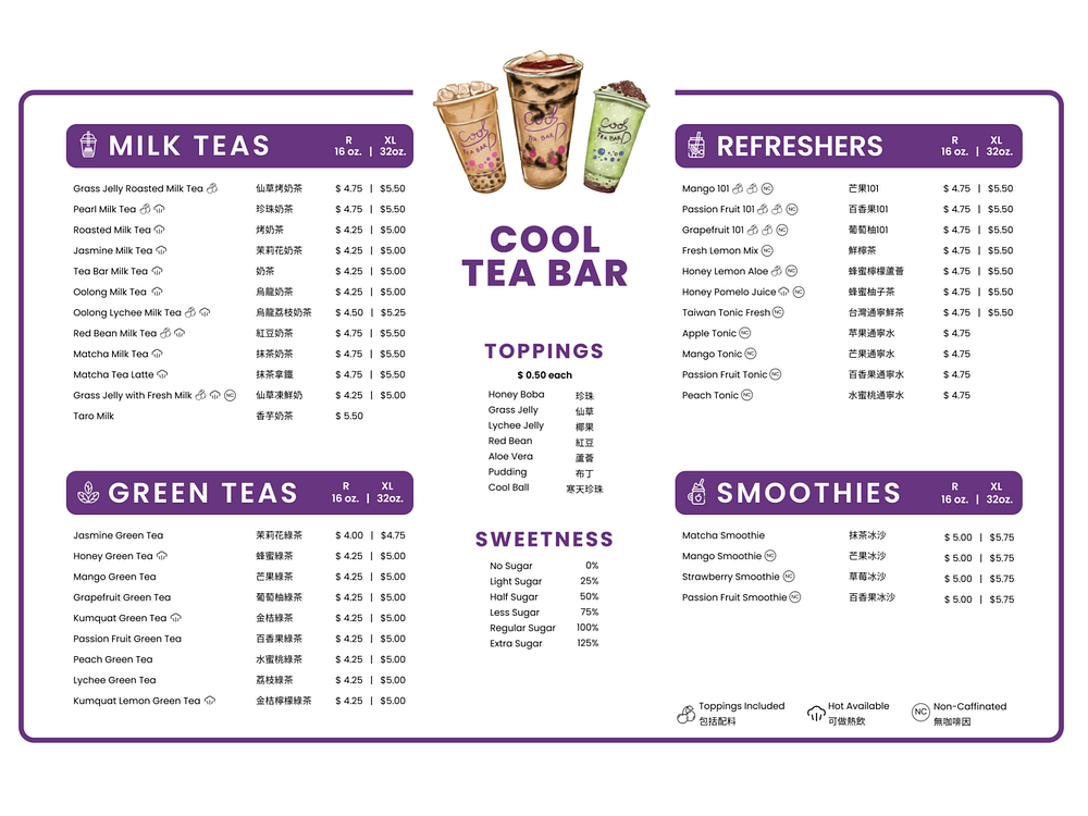 Boba Milk Tea Menu by Bonnie Cheng on Dribbble