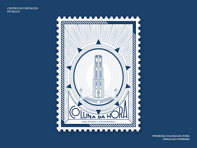 Centro de Fortaleza em selos - Praça do Ferreira design fortaleza graphic design illustration stamp vector