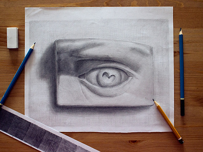 Pencil drawing art eye face gypsum pencil picture shadows