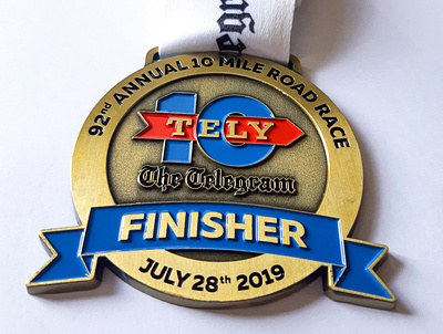 Tely 10 - Medal Design athletics design graphic design marathon medal medallions medals newfoundland race run running triathlete
