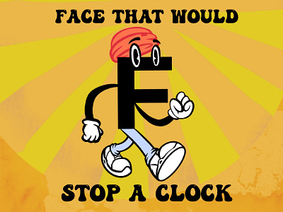 Face That Would Stop A Clock appareldesign badgedesign cartoonstyle character characterdesign clothingdesign cuphead design designforsale designvintage disney illustration logo mascotdesign merch retrodesign retroillustration rubberhead screenprinting shirtdesign