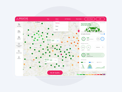 Air Pollution - Web Map air pollution design illustration map product responsive ui ui design ux ux design web