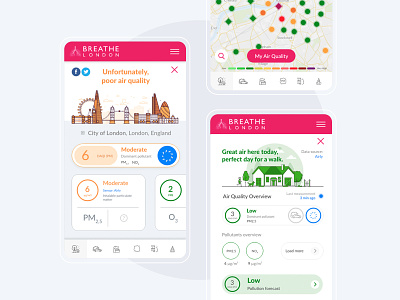 Air Pollution - Mobile Map app design design app illustration langner mobile app mobile ui simple ui ui design ux design vector