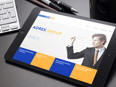 Adrex Company Website blue business delivery design icon ipad orange page simple web website