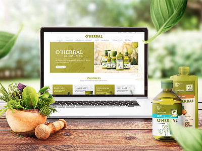 O'Herbal website cosmetics design digital green herbal modern photo product simple web