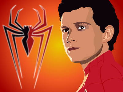 Spiderman character character art design flat illustrator spider spiderman tom holland vector