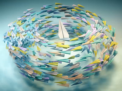 Paper airplanes 3d 3d animation 3danimation cinema4d design houdini maya motiondesign motiongraphics weird