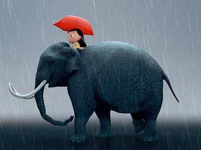 Perla and the elephant 3d 3d animation 3danimation character cinema4d design houdini maya motiondesign motiongraphics weird