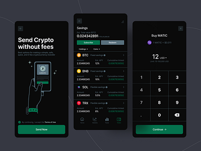 Mobile Crypto wallet app bitcoin black crypto design illustration minimal mobile ui ui design wallet web3