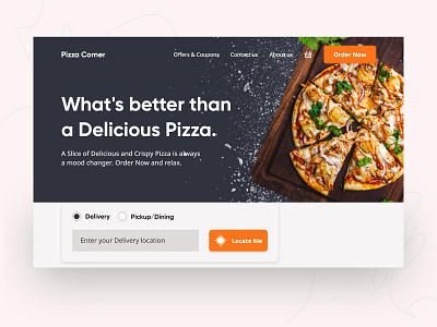 PizzaCorner website clean ui delivery exploration food interface minimal ui ux web design web ui
