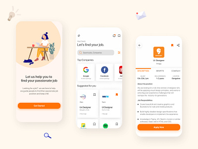 Job finder app ui interface job search app minimal mobile app mobile ui ui ui design uix ux