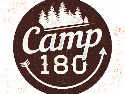 Camp 180 Logo camp circle hand drawn lettering logo texture typography