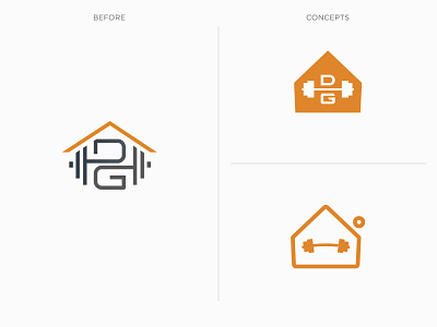 Dream Home Gym Rebrand Concepts branding dream gym home house icon linework logo rebrand solid vector