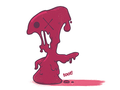 Toot character farting goop half tone illustration monster slime toot vector