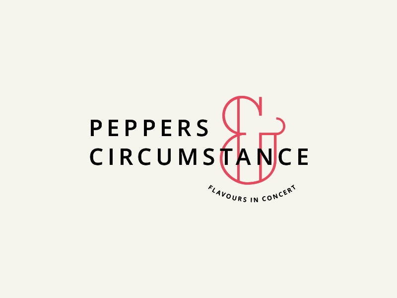 Peppers and Circumstance ampersand and c circumstance hot hot sauce lockup logo p peppers sauce spicy