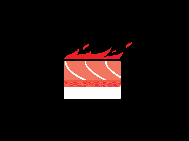 Torch Logo 3d fire flame hot icon illustration literal logo nigiri pressed sushi sushi torch