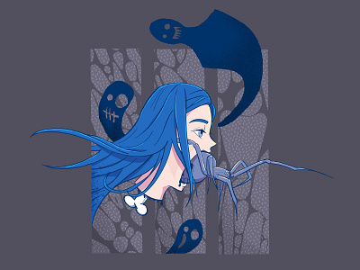 sleep paralysis anime billie eilish black widow blue dream ghost illustration nightmare sketch skull sleep paralysis spider