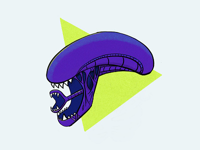 xenomorph alien aliens halftone head illustration procreate sketch xenomorph