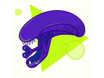 Xenomorph alien aliens dots giger halftone halftones illustration vector xenomorph
