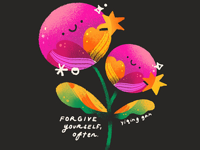 Forgive yourself, often affirmation floral flowers forgive illustration ladieswhoart procreate self love