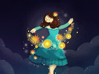 Let my light shine empowering fairy fairytale galaxy girl girl illustration illustration ladieswhoart magical night sparkle stars