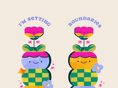 Setting Boundaries boundaries cute floral graphic design illustration ladieswhoart retro self care self help