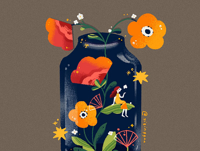 Jar of Hope compassion flowers hopeful illustration jar jar of hope peachtober self compassion self help yiqinggan