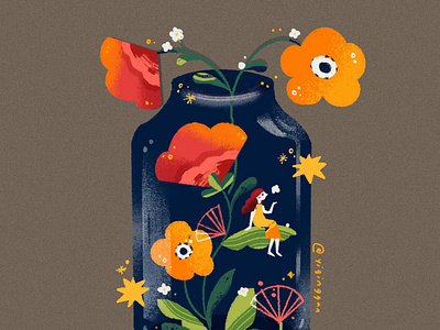 Jar of Hope compassion flowers hopeful illustration jar jar of hope peachtober self compassion self help yiqinggan