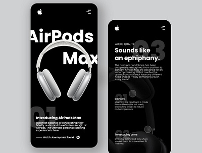AirPods Max Dribbble airpods apple black white branding mobile ui mobile uiux modern website website design website mobile