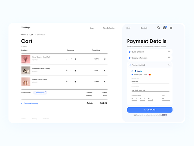 Daily UI #002 - Checkout Page (Desktop) cart checkout checkout flow checkout form checkout page checkout process clean clean design clean ui daily ui dailyui ecommerce ecommerce design ecommerce shop minimal minimalism minimalist shopping shopping app shopping cart