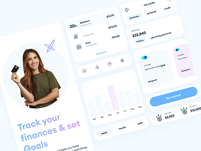 Finance App - Daily UI #003 landing page UI components