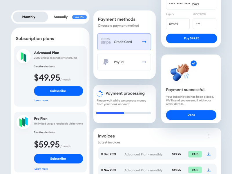 Subscribe - Components - Daily UI #026 checkout clean component components credit card daily ui design flat invoice minimal mobile modern payment subscribe subscription ui ui design ui kit ux website