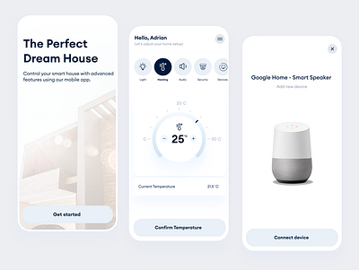 Smart Home monitoring app - Mobile UI Design ac app app design clean controls daily ui design interface minimal mobile mobile design modern monitoring smart app smart home smart house temperature ui ui design ux