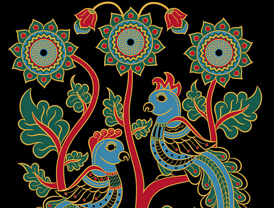 Kalamkari illustration india kalamkari traditional art
