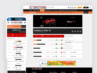 Parrilla por TV El Espectador calendar design elespectador futbol soccer television tv ui uidesign