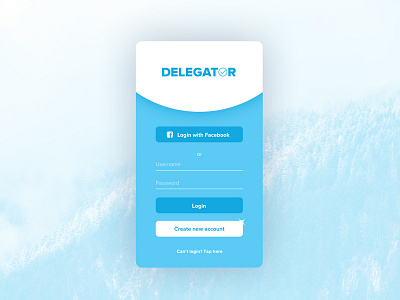 Delegator - App Login Screen 001 app blue daily dailyui delegator login logo mobile screen task ui