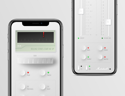 Marshall Music App app design icon invision minimal music music app music app ui ui ux