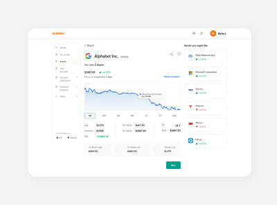 US Stocks UI app design minimal ui ux