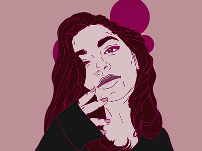 Self Portrait design digital art flat illustrator line pink vector